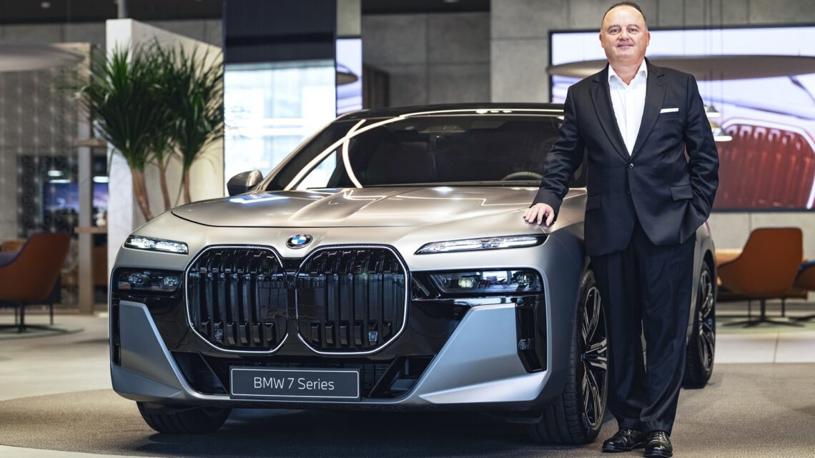 Karim-Christian Haririan - Managing Director - BMW Group Middle East alongside the BMW 7 Series