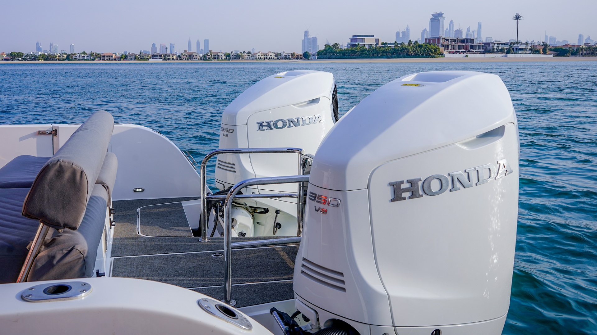 Honda BF350 V8 outboard engines, showcased during the 'Everything Honda' event at Sofitel The Palm in Dubai