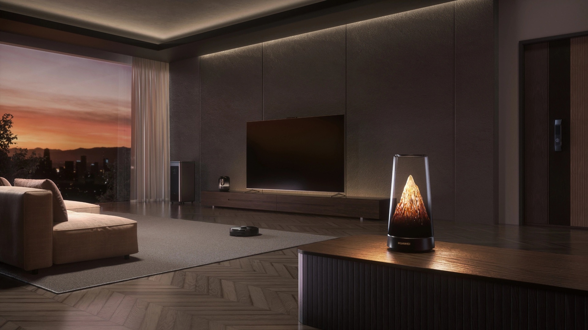 The Huawei router is kept in a room on a side table