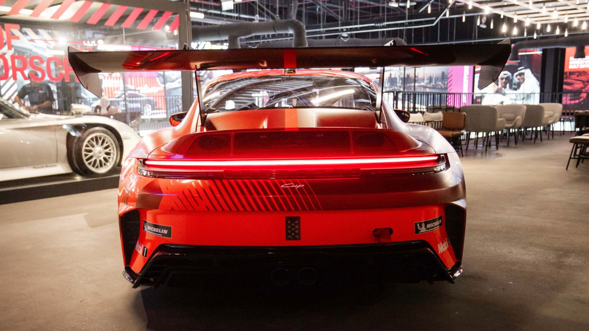 Close-up of the rear end of the new Porsche 911 Cup