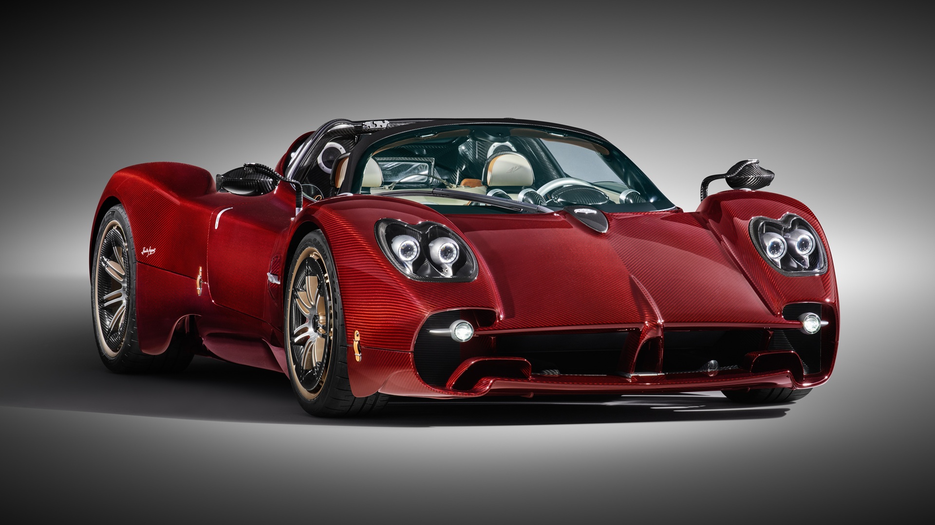 Studio shot of the Pagani Utopia Roadster in Habanero Red