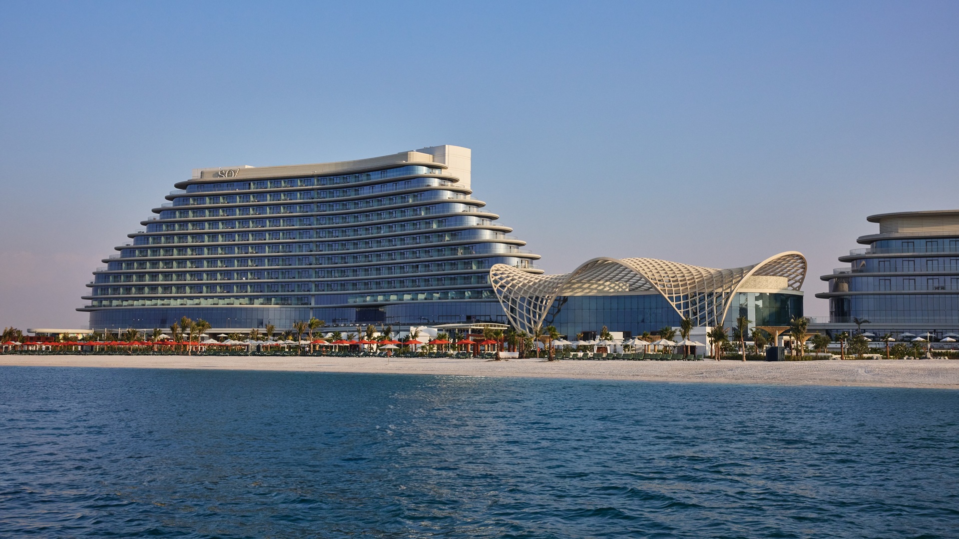 A wide shot of the SO Hotel at Ras Al Khaimah, UAE