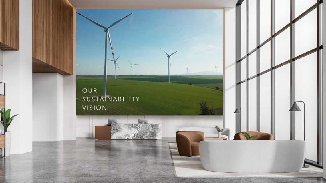 The new Sony Crystal LED S Series display in a lobby