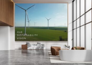 The new Sony Crystal LED S Series display in a lobby