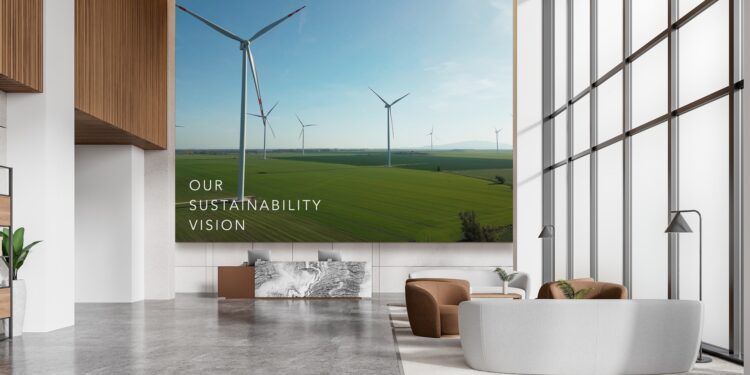 The new Sony Crystal LED S Series display in a lobby