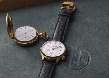 BA111OD Chapter 8 Baillod Family Legacy Special Edition Soft Gold PVD version next to the Baillod family's late 19th century pocket watch.