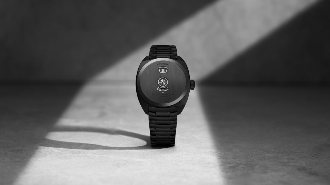 Bremont Terra Nova 38 Jumping Hour Stealth Black with black DLC bracelet.