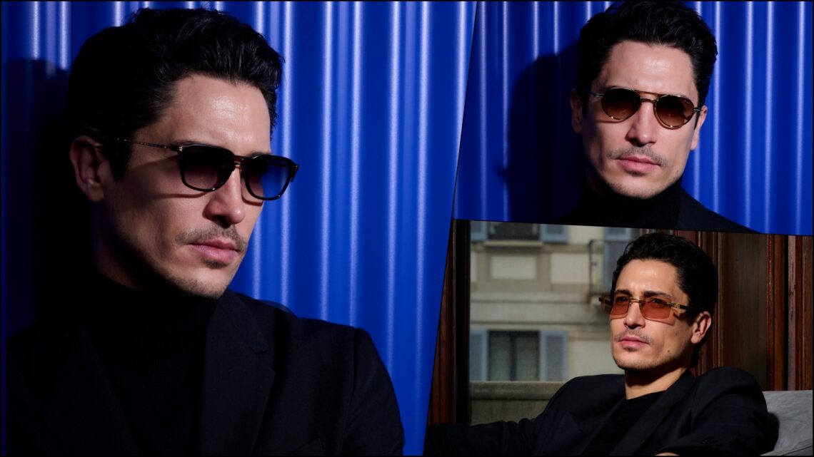 A model showcasing three of the frames, including Model 50 and Model 56