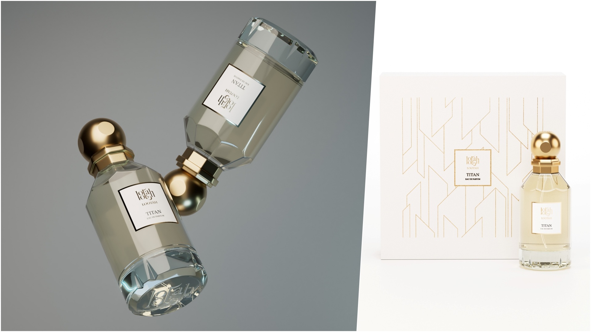 Collage of Titan scent by Lootah Perfumes.