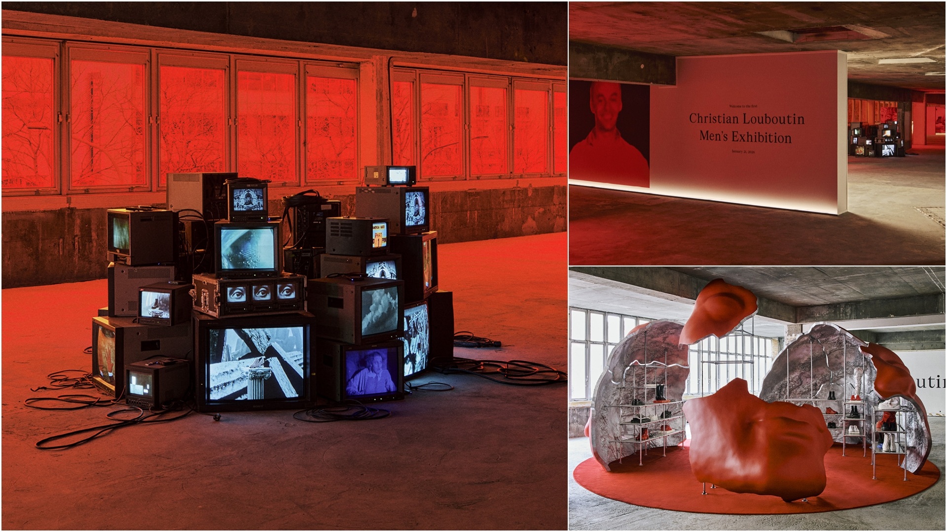 The exhibition setup for Jaden Smith's debut collection, designed for Christian Louboutin