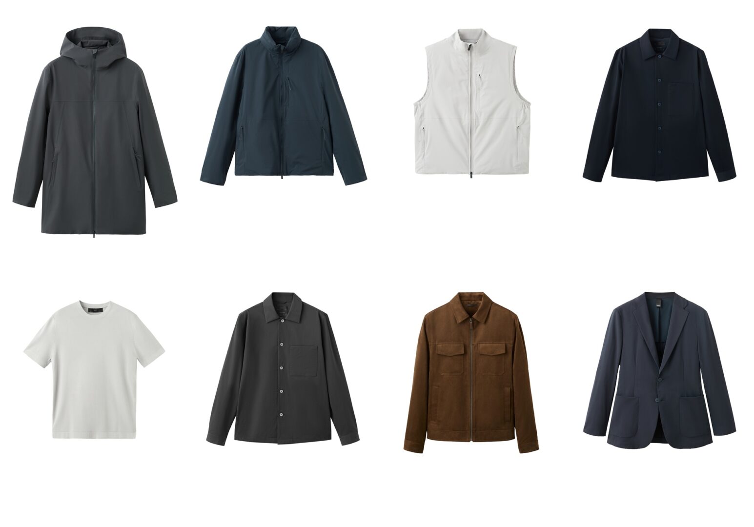 A collage of the apparel available in Mango Man's latest Performance Collection