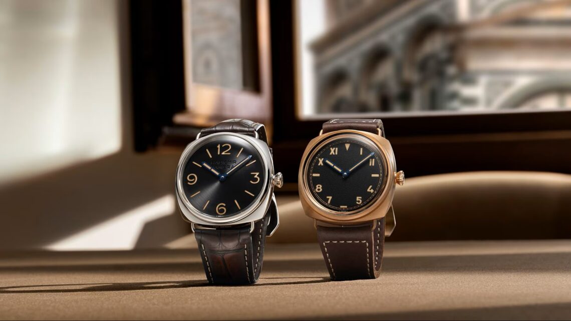 The Radiomir Viaggio Nel Tempo Experience Set's Radiomir California Bronzo PAM01729 and Radiomir Platinumtech™ PAM01730.