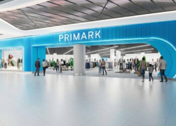 Front entry section of the Primark store in Dubai Mall