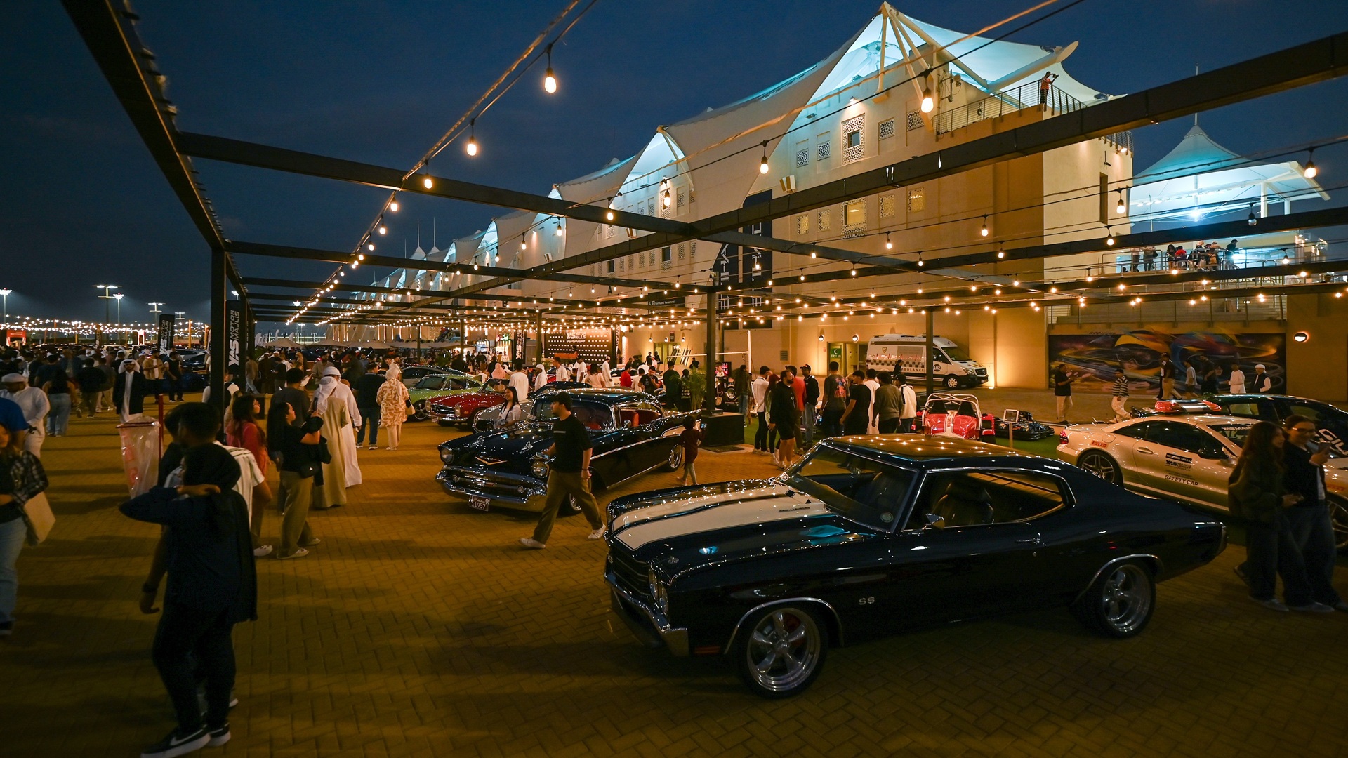 A selection of classic cars on display during Yas Speed Festival