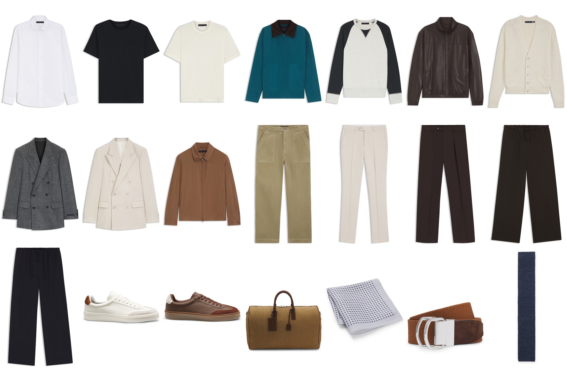 A collage of the apparel, and accessories included in the BOSS BY BECKHAM 2026 Collection