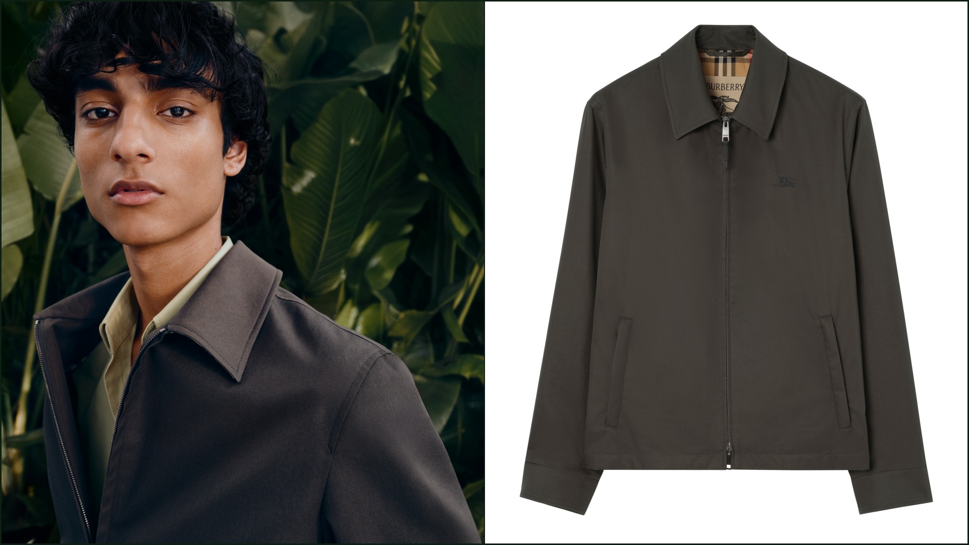 A collage of two images for the Bloomsbury coat, which is part of the new Burberry Gabardine Raincoats Collection