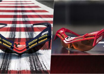 A collage of two models, Disney F1 - Wing 4 R13 and Disney F1 - Wing 4 N8, from the 2026 Circuit Collection by Gentle Monster