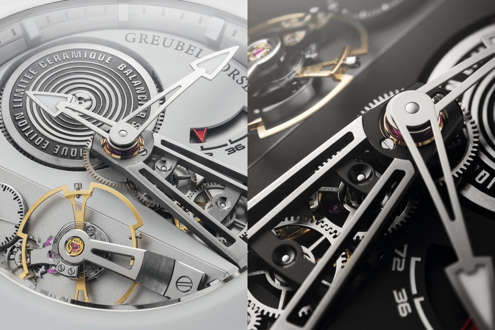 Greubel Forsey Balancier Convexe S² in black ceramic and 5N red gold and white ceramic.