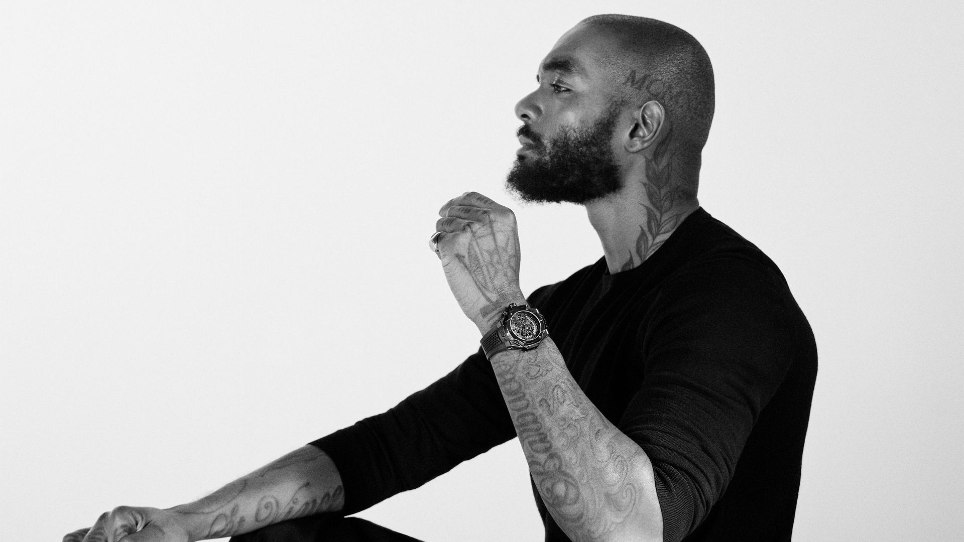 Samuel Ross wearing the Big Bang Uncio SR_A.