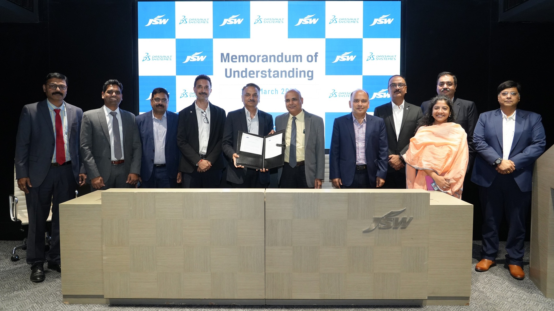 JSW Motors Limited and Dassault Systèmes leadership team at the partnership announcement ceremony