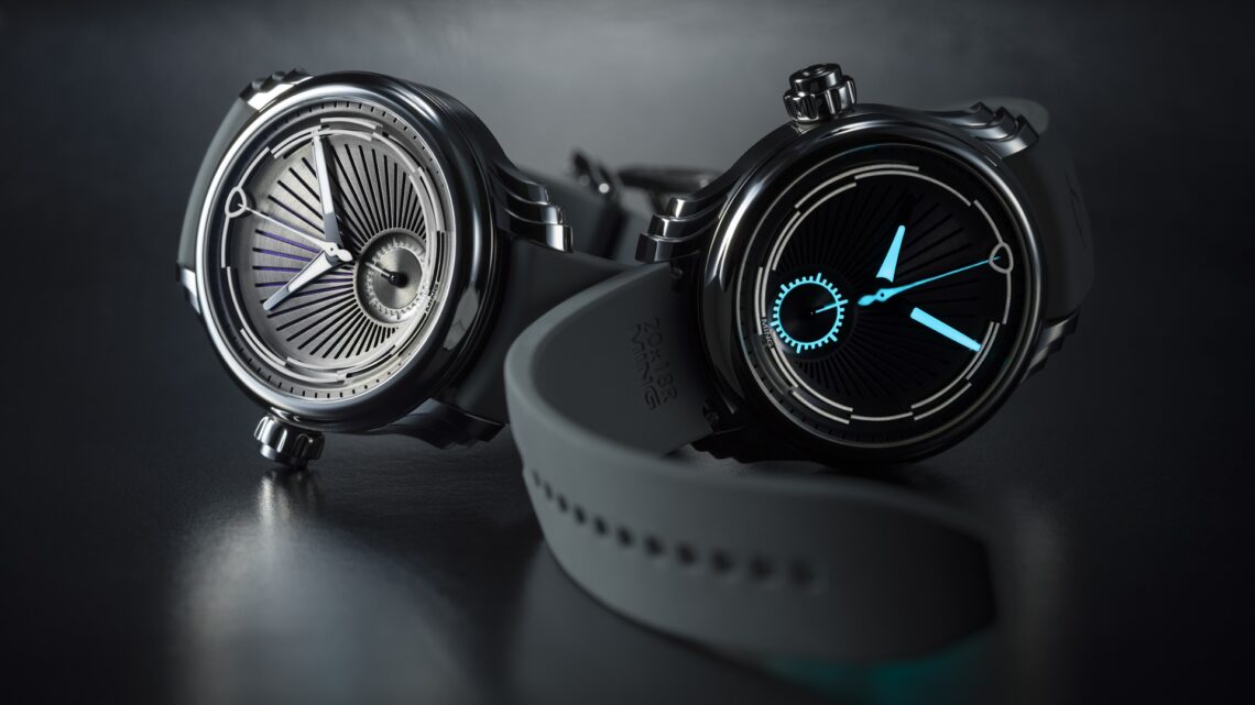 The MING 57.04 Phoenix. with two dial views. Right side is the lume view.