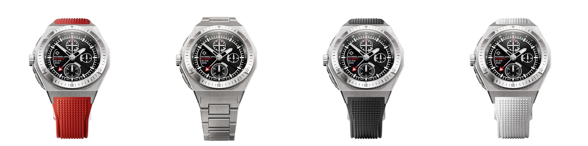 MICROMILSPEC MILGRAPH T5 black dial with all rubber strap and titanium bracelet options.