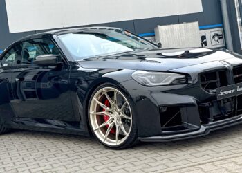 The front three quarters of BMW M2 CS, created by Senner Tuning.