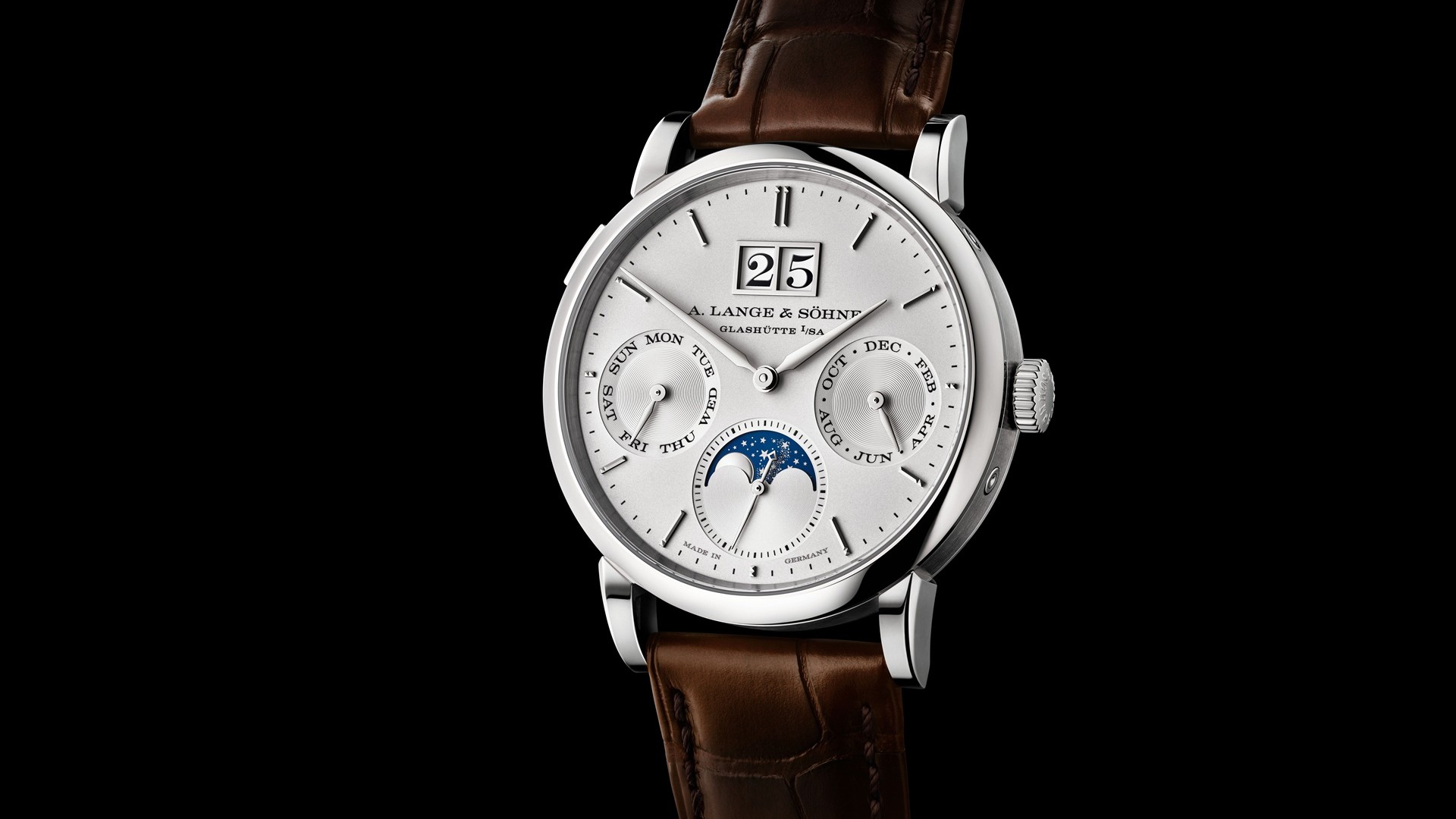 A. Lange Sohne Saxonia Annual Calendar Argenté dial and 750 white gold version.