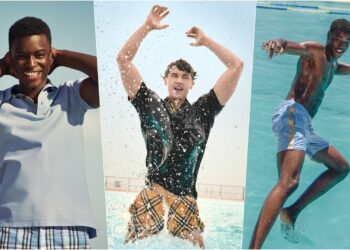 A collage of three images, all showcasing select pieces from the Burberry High Summer 2026 Men's range