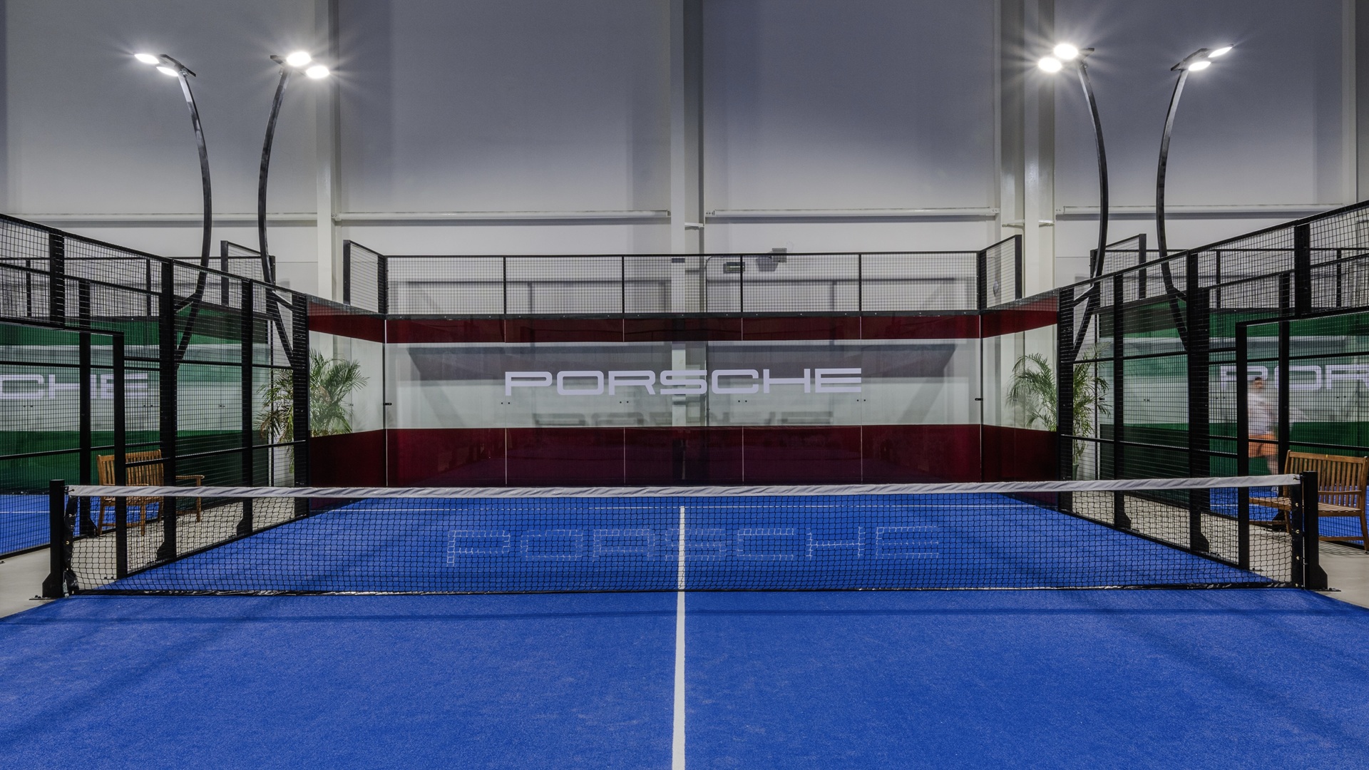 A court inside the House of Porsche at Paus Club Dubai