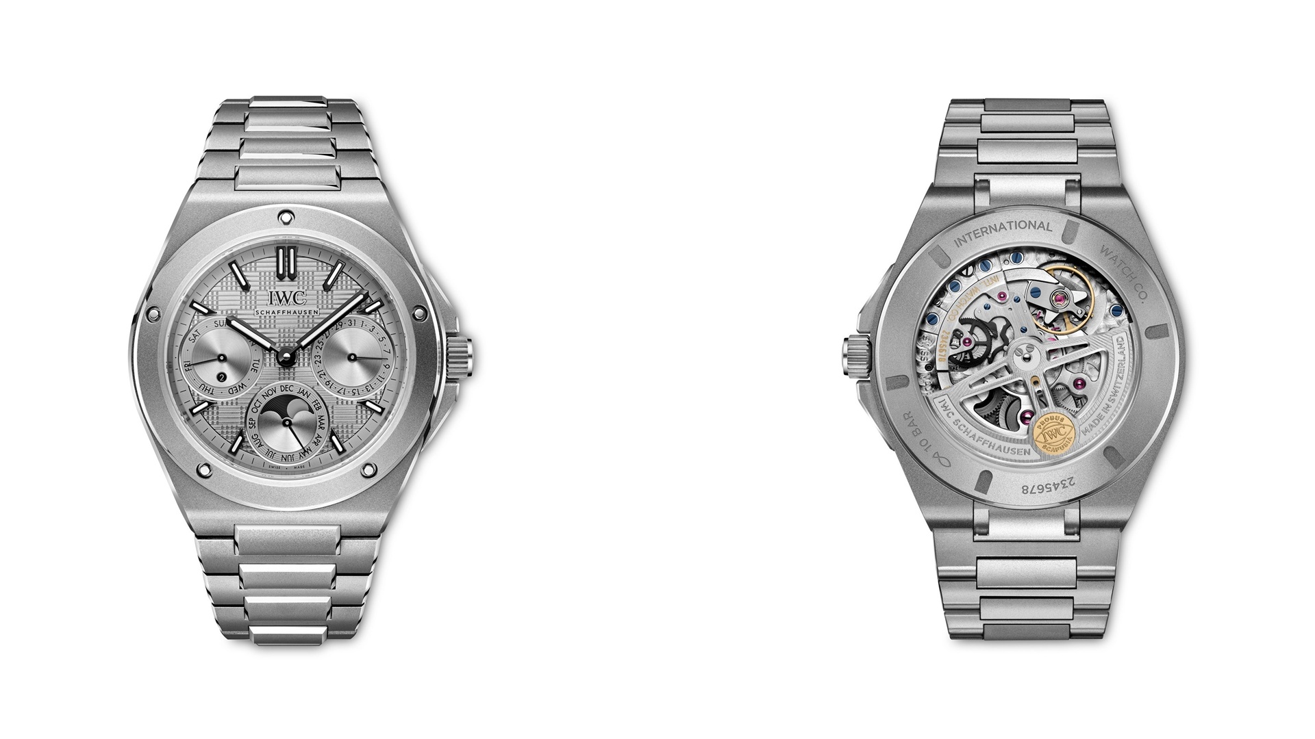 IWC Schaffhausen Ingenieur Perpetual Calendar 41 with a Lightweight Titanium case and bracelet.