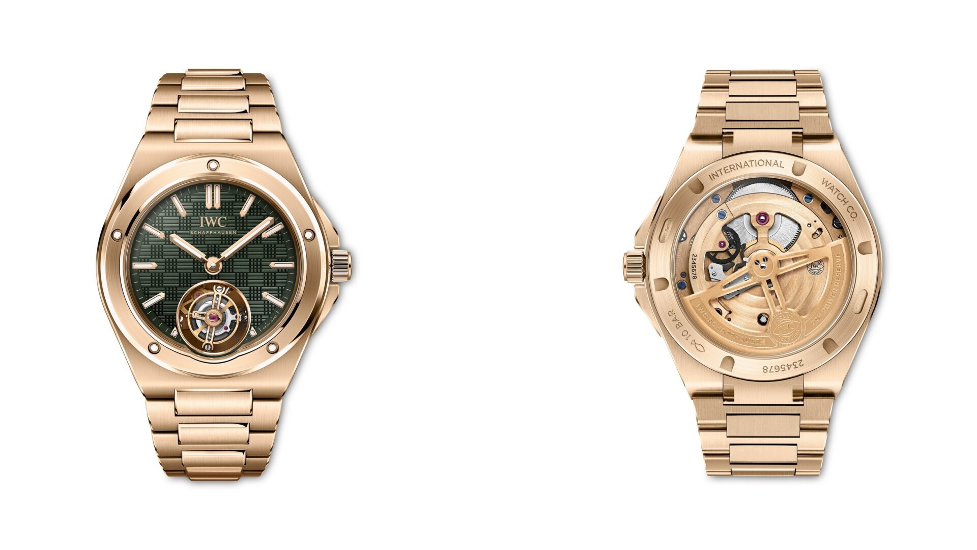 IWC Schaffhausen Ingenieur Tourbillon 41 in 18 carat 5N gold with a flying minute tourbillon.