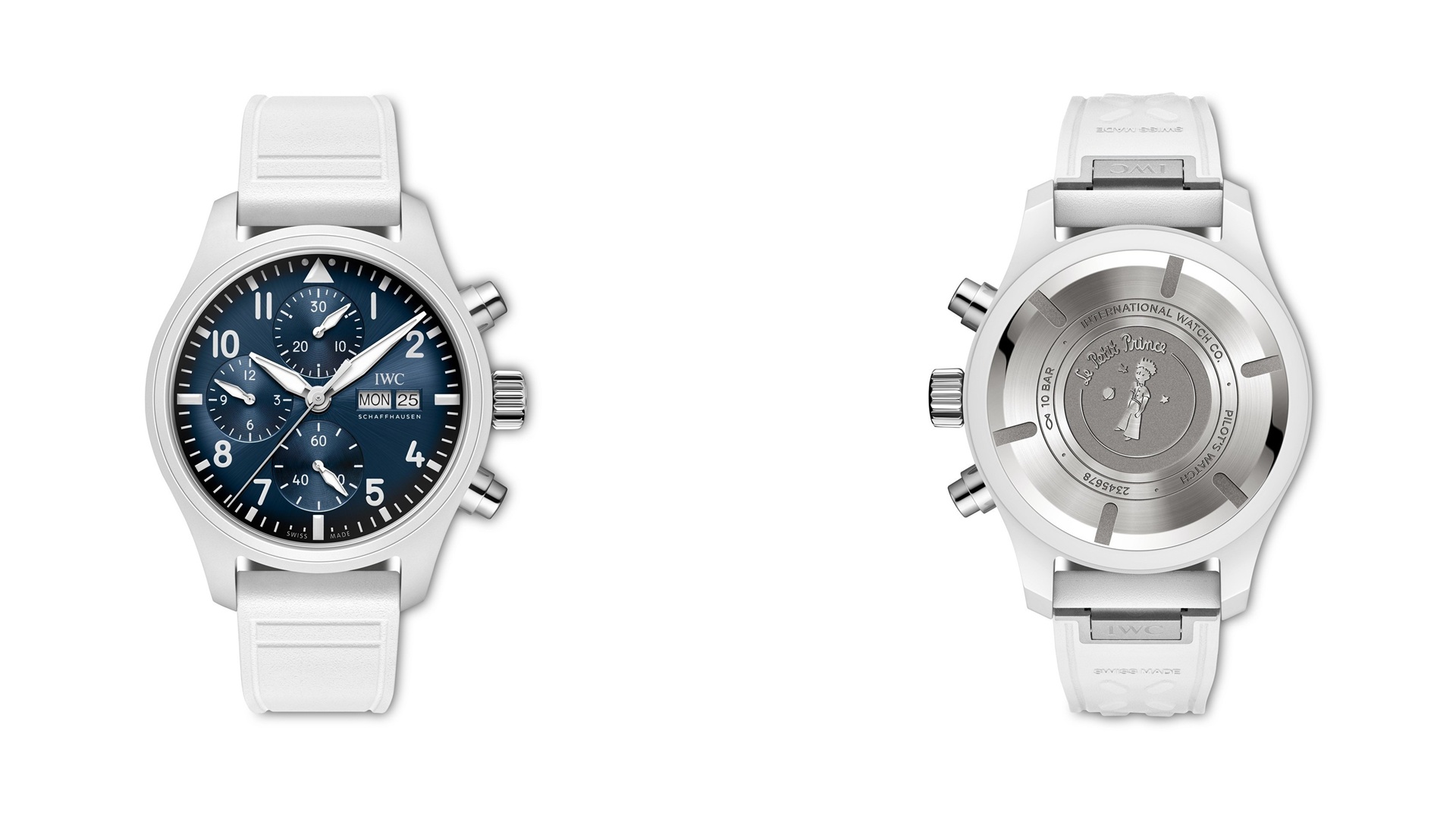 IWC Schaffhausen Pilots Watch Chronograph 41 Le Petit Prince in White Ceramic.