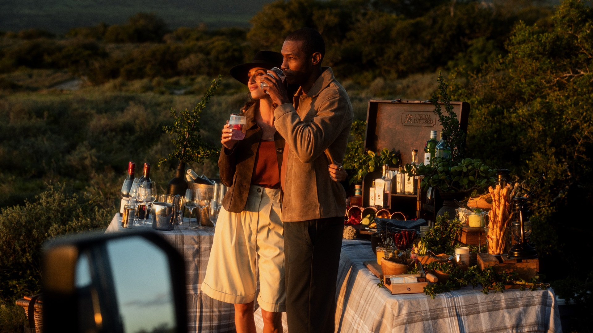 An outdoor dining space at one of the luxury lodges within the reserve.