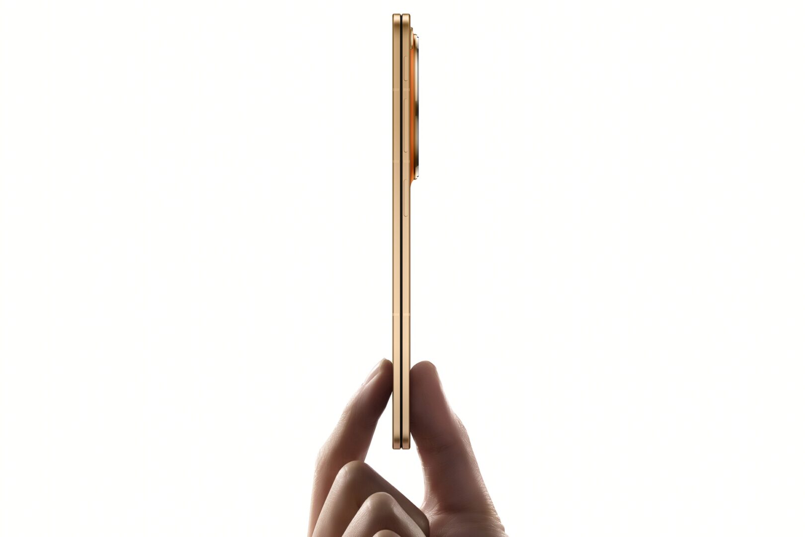 An image of the OPPO Find N6 in folded form in between two fingers.