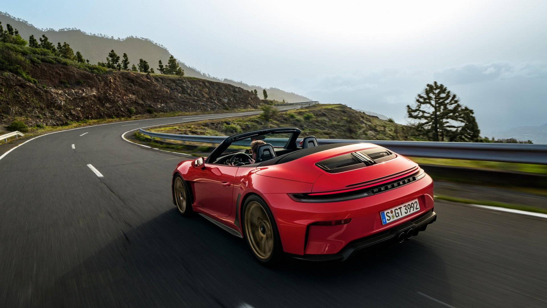 The new Porsche 911 GT3 S/C in red - Dynamic image from the rear