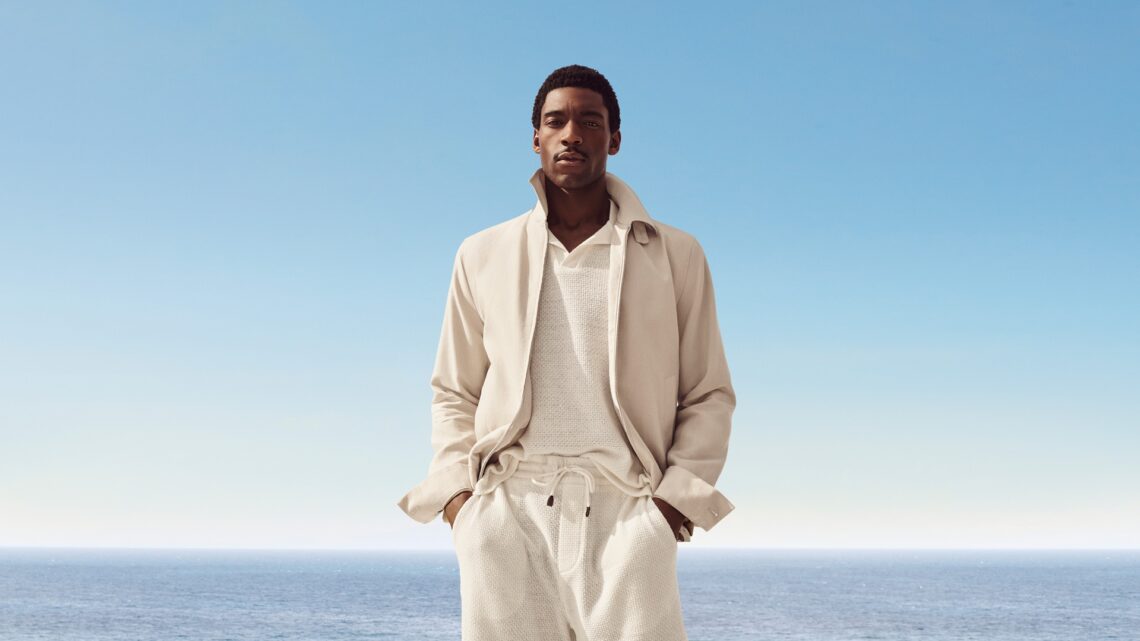 A model wearing select pieces from the BOSS Summer Resort 2026 Collection