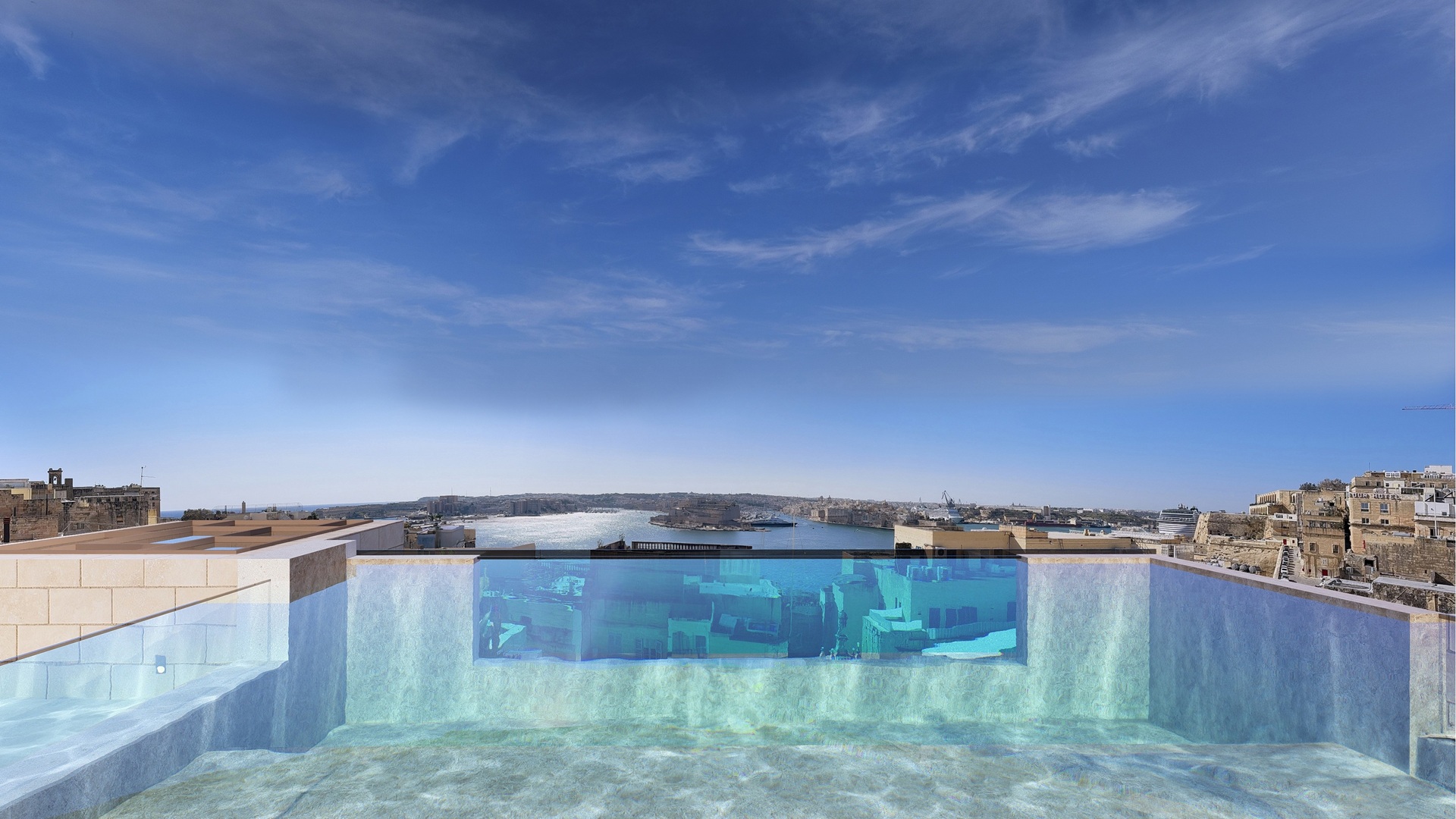 Close shot of the rooftop pool club - Iniala Valletta Solis