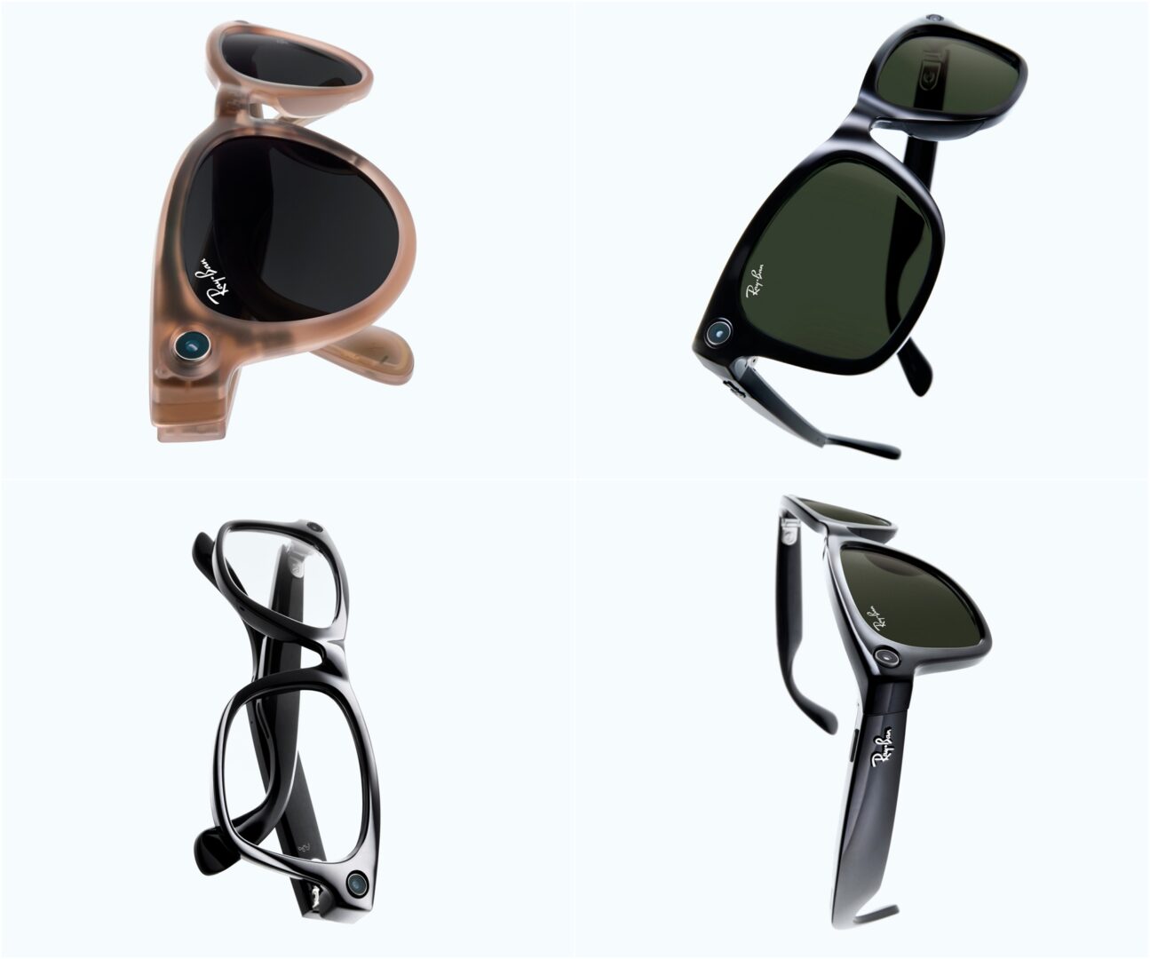 A collage of four images for the Ray-Ban Meta Prescription Lenses for the Jupiter glasses