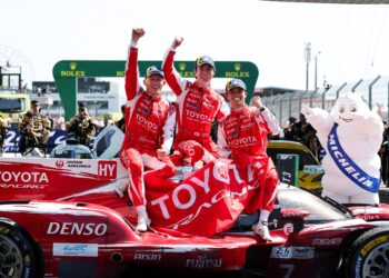 Toyota Gazoo Racing winning 24 Hours Le Mans 2026 Edition.