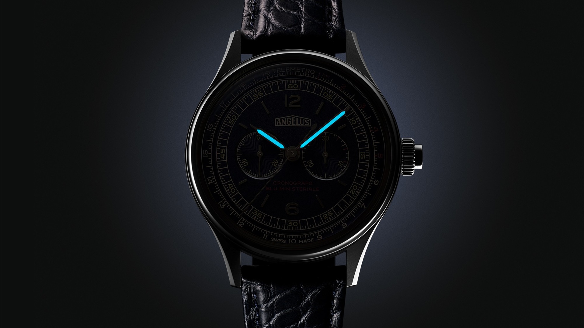 Angelus Cronografo Telemetro Blu Ministeriale Steel.