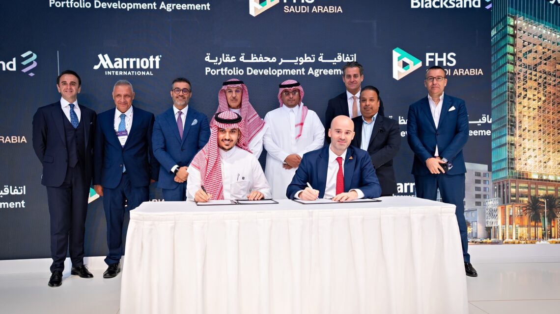 A photo from the signing ceremony during the 2026 Future Hospitality Summit between Blacksand and Marriott International