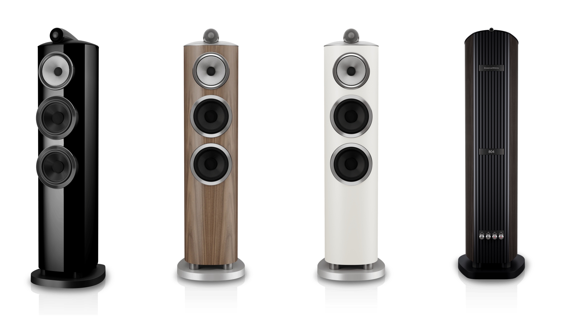 The four colour options for the Bowers & Wilkins 804 D5, part of the Bowers & Wilkins 800 Series Diamond D5