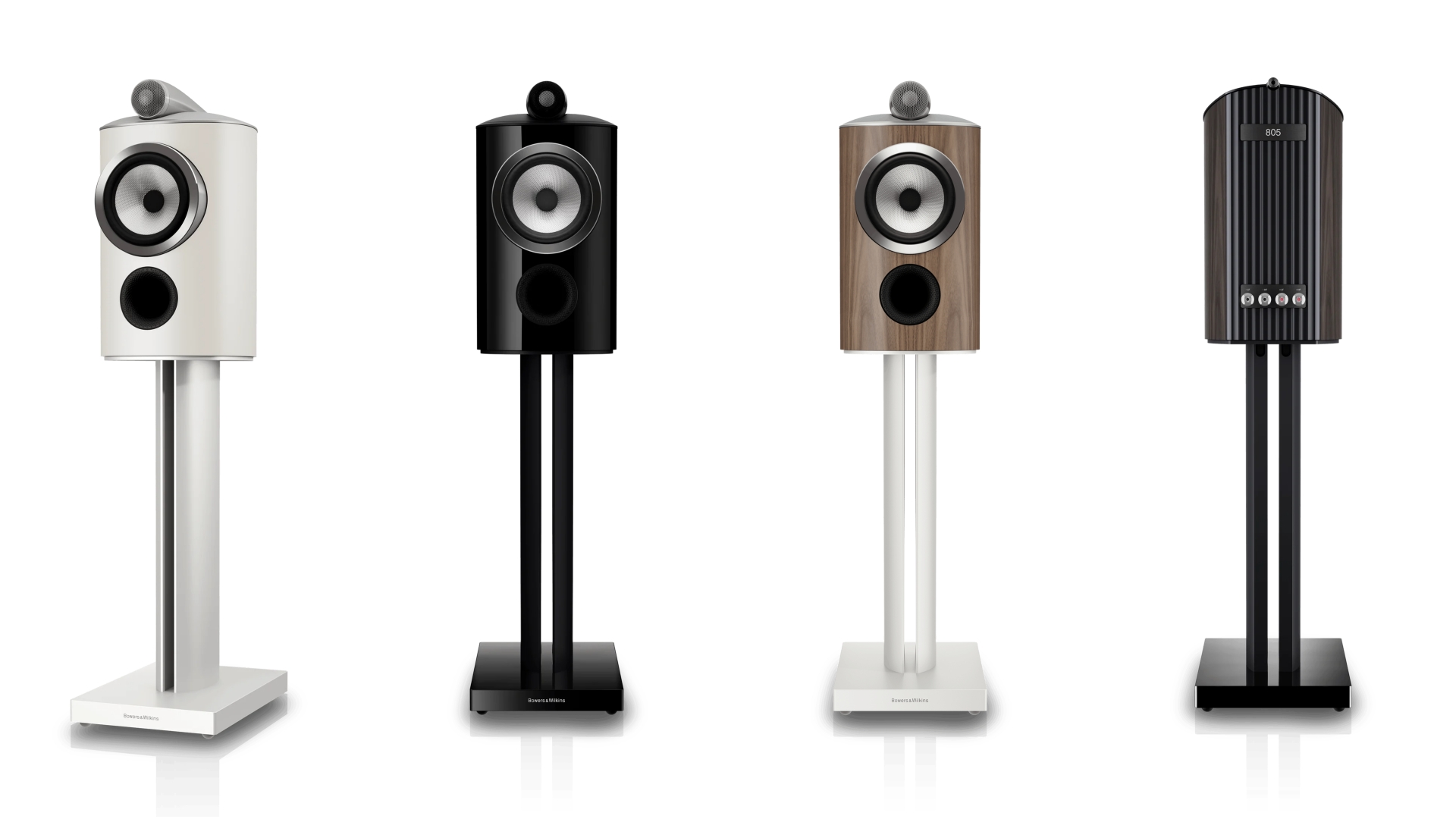 The four colour options for the Bowers & Wilkins 805 D5, part of the Bowers & Wilkins 800 Series Diamond D5