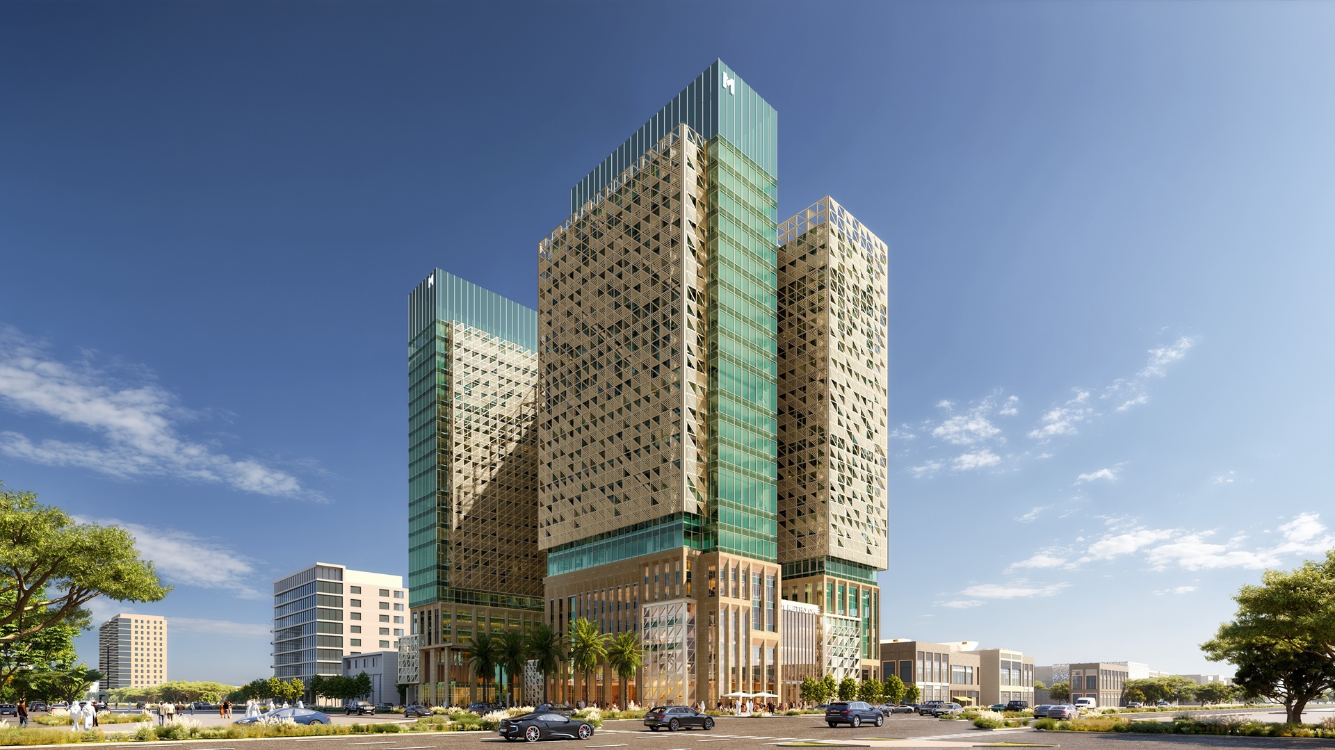 Render by Blacksand and Marriott of a Courtyard by Marriott and Residence Inn by Marriott in Riyadh