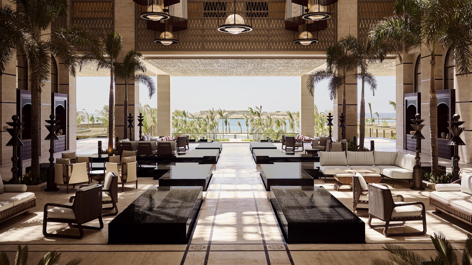 The lobby area at the Four Seasons Resort and Residences AMAALA at Triple Bay