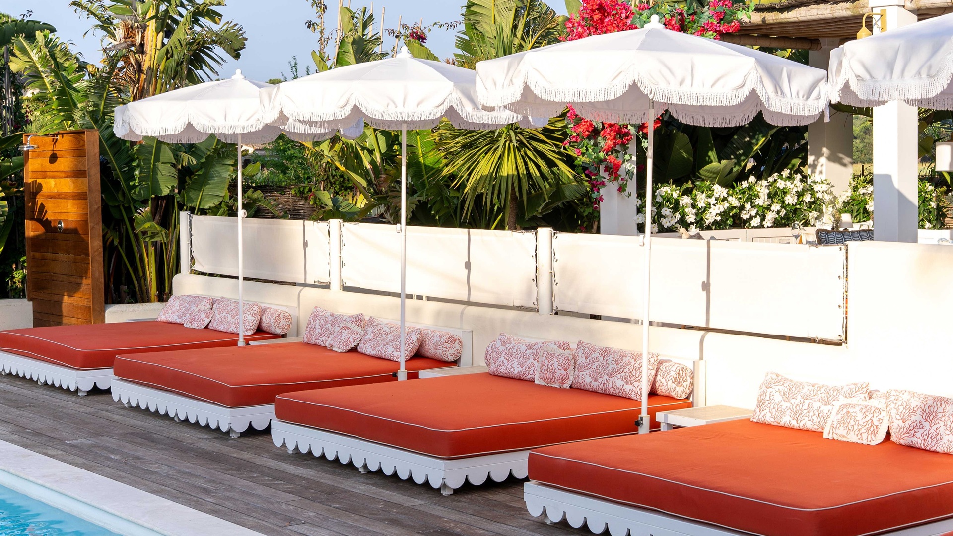 An image of the pool-side sitting area at the La Tartane, where GAIA Saint-Tropez has come up