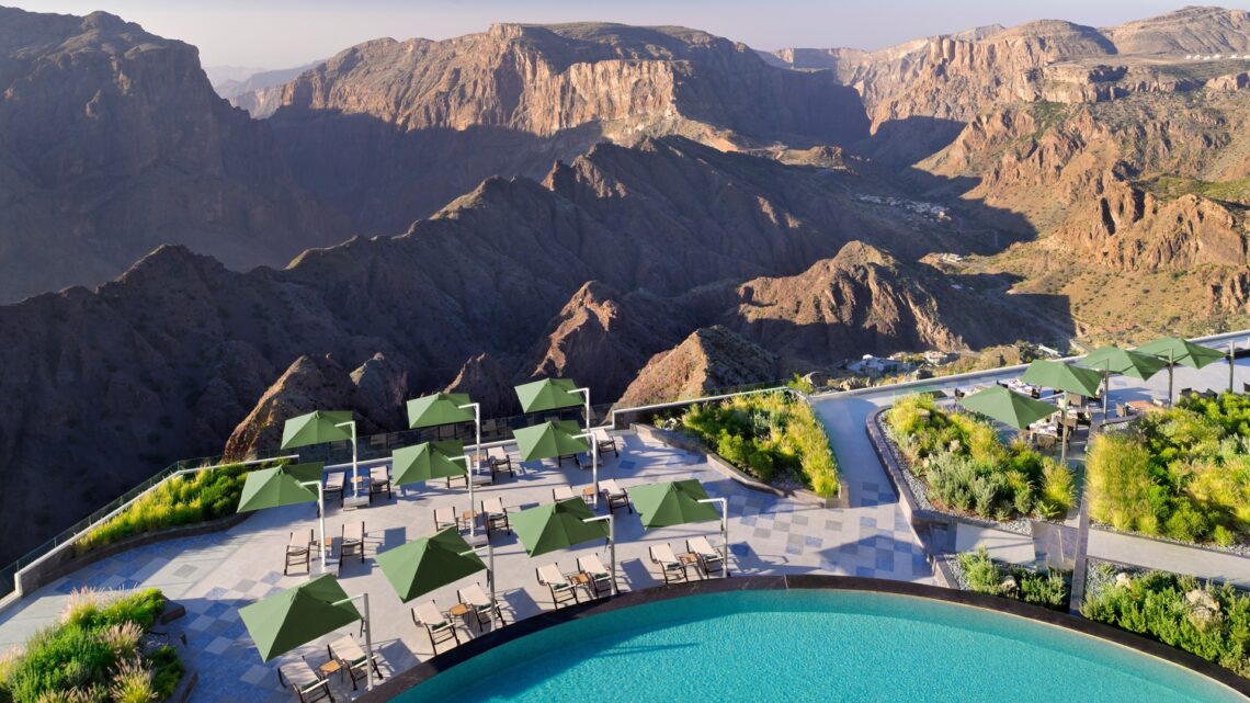 The exterior view from the Hotel Indigo Jabal Akhdar Resort & Spa in Oman