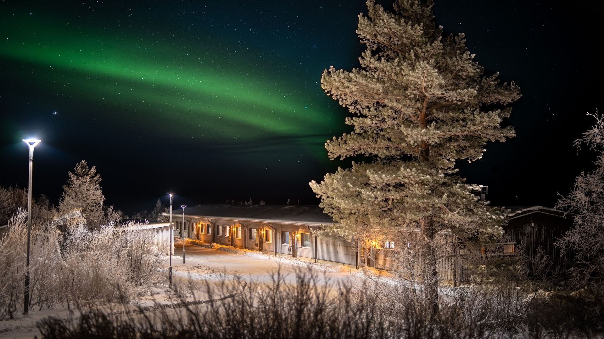 Aurora Radar Station near Octola III, located in the Finnish Lapland, under the Northern Lights