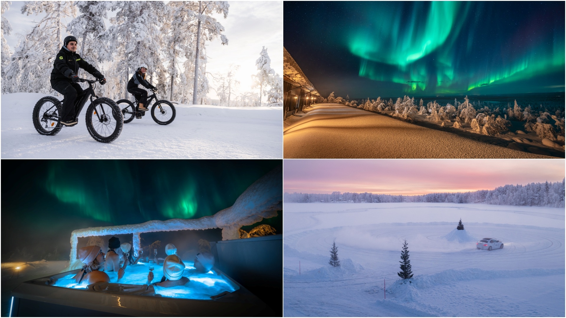 A collage of four images, showing the variety of activities guests can experience at Octola III